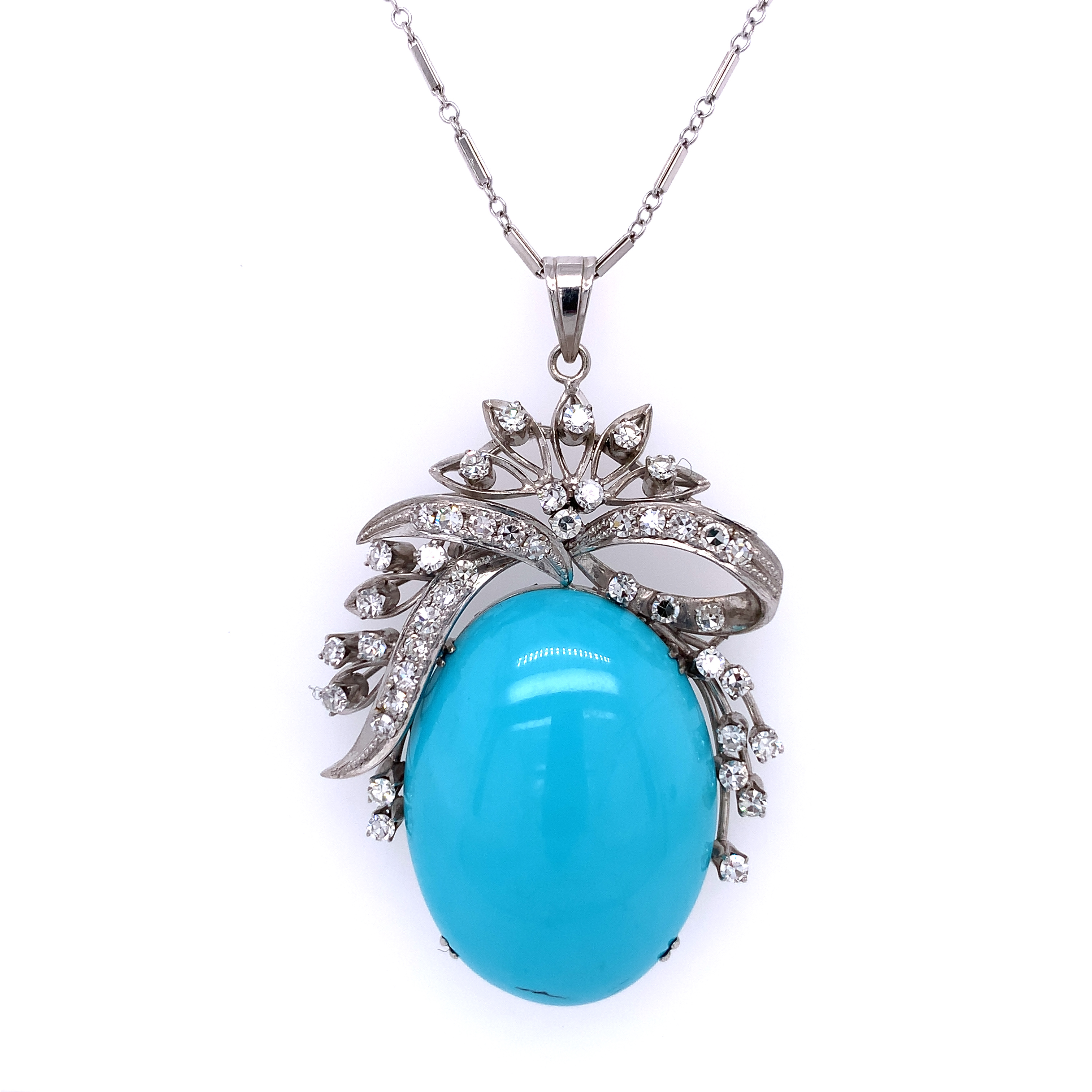 Vintage 18k Tuquoise Diamond Necklace