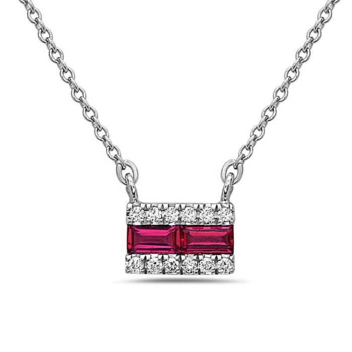Ruby Diamond Bar Necklace Small