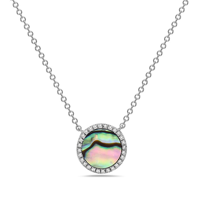 Abalone Diamond Halo Necklace