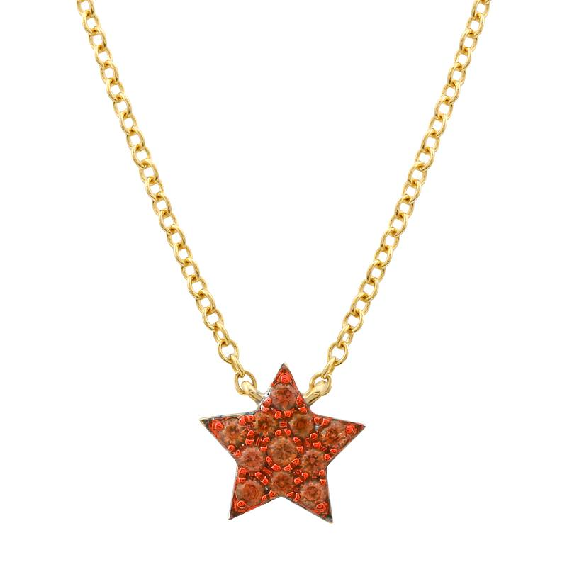 Orange Sapphire Star Necklace