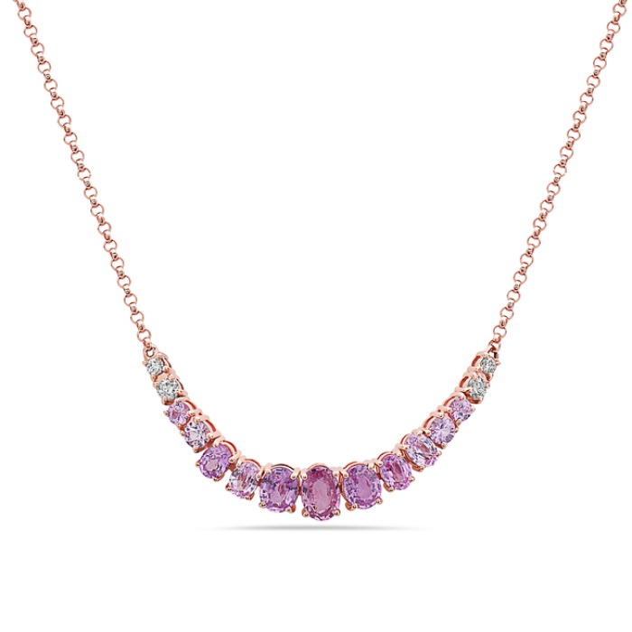Rose Gold Ombre Pink Sapphire and 1/20ctw Diamond Necklace
