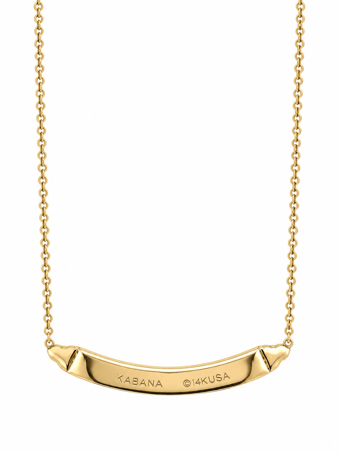 Opan & Diamond Curved Bar Necklace in 14k Yellow Gold l KABANA