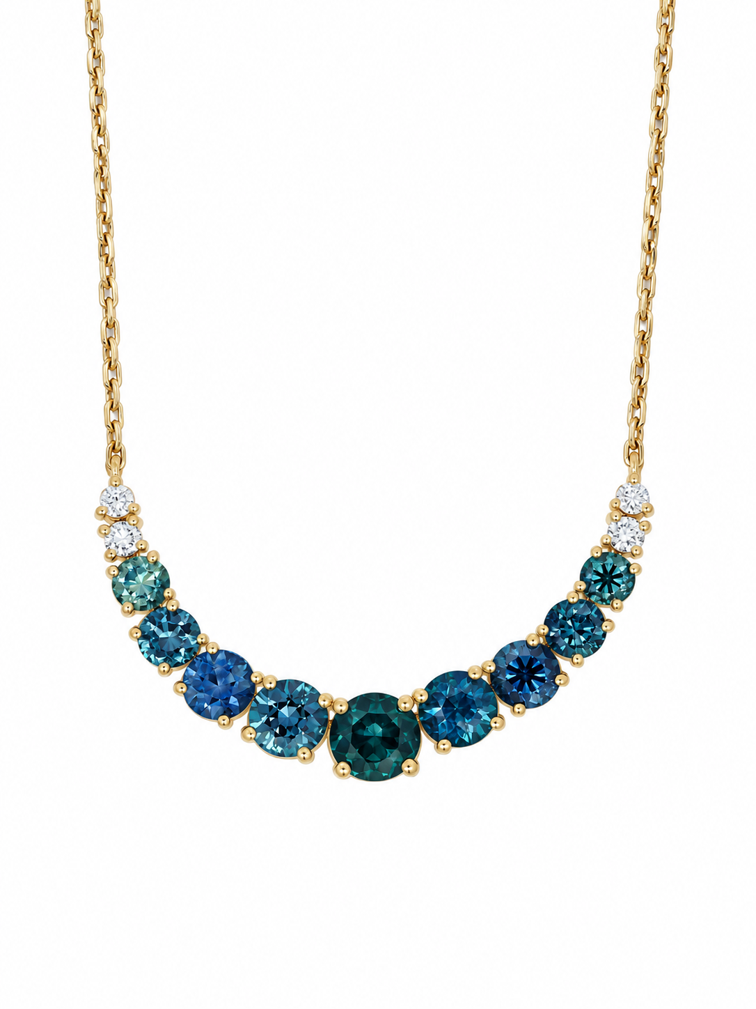Montana Sapphire & Diamond Graduated Necklace l 18 inches