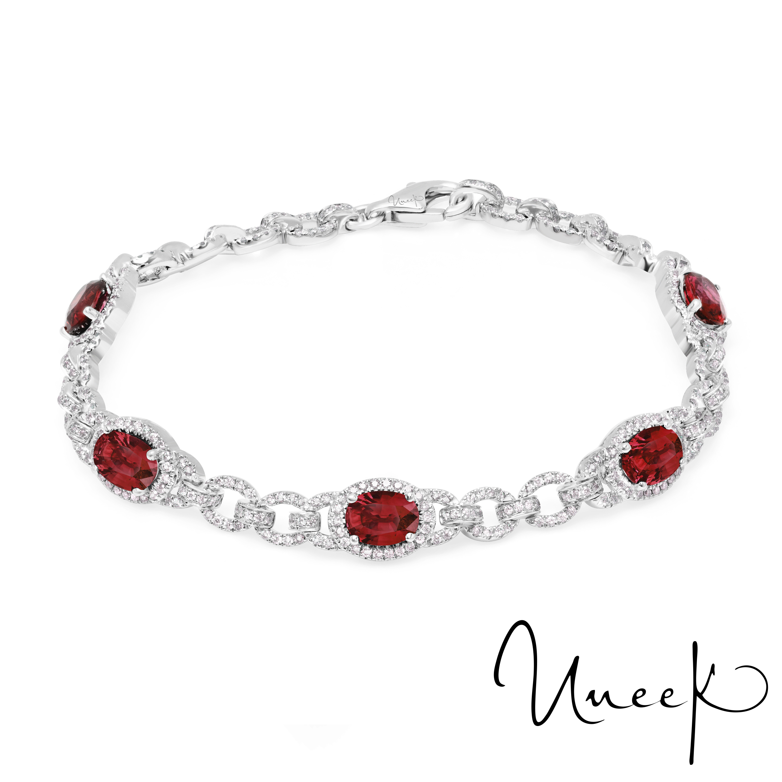 White Gold Ruby and Diamond Bracelet l Uneek