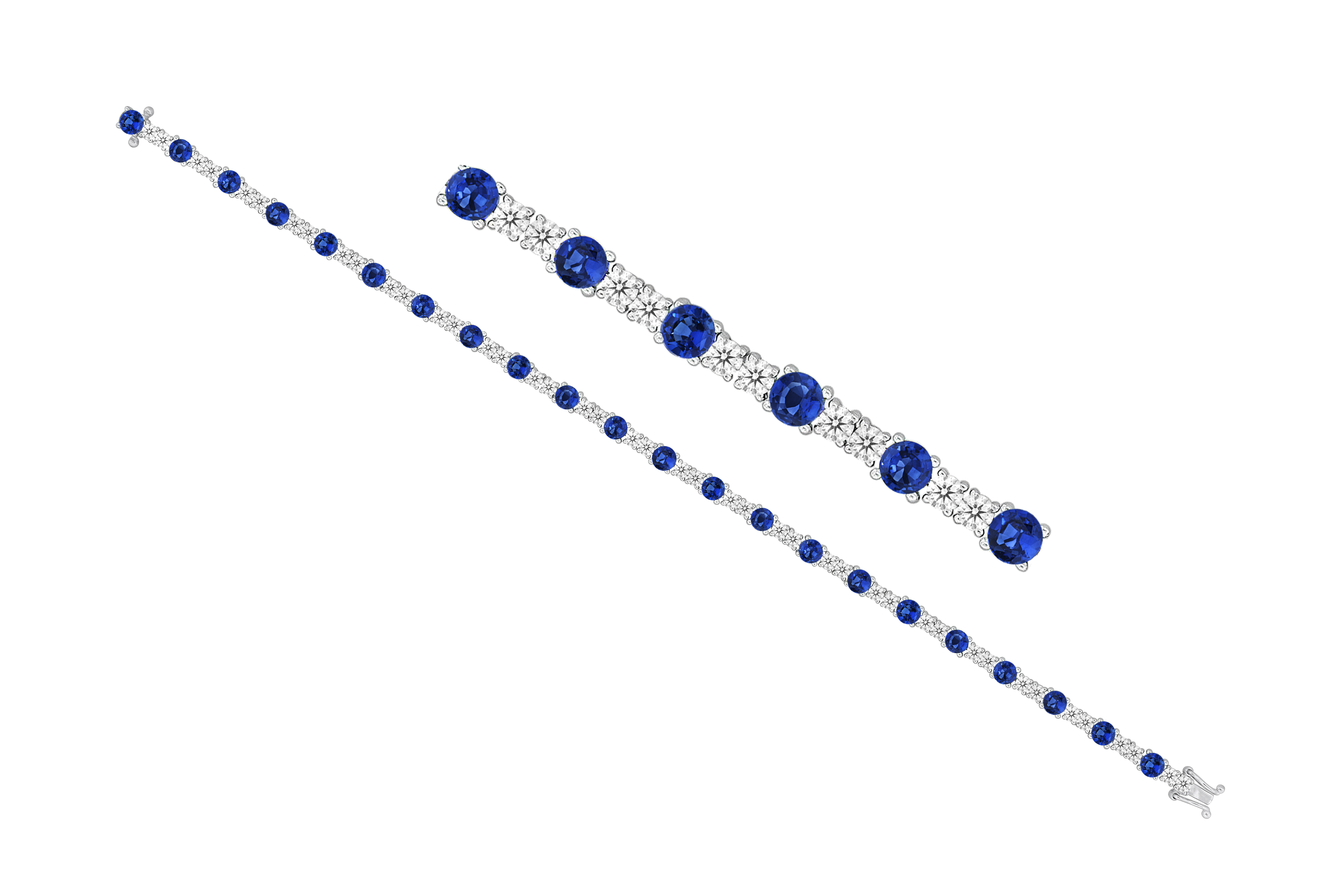 Blue Sapphire and 1 1/2ctw Diamond White Gold Bracelet