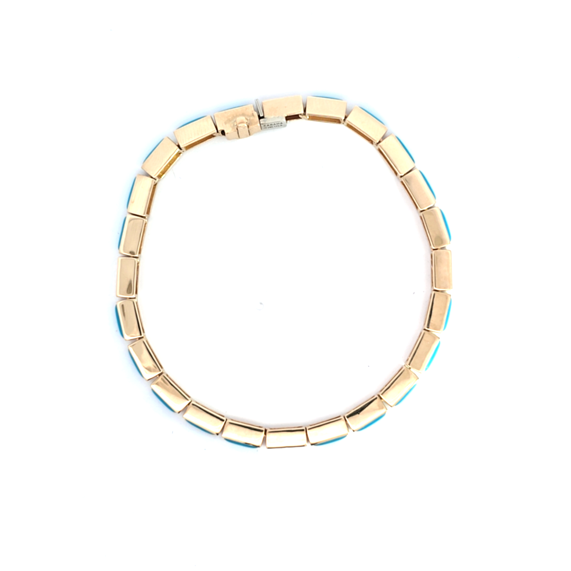 KABANA Turquoise and 3/10ctw Diamond Yellow Gold Link Bracelet l KABANA