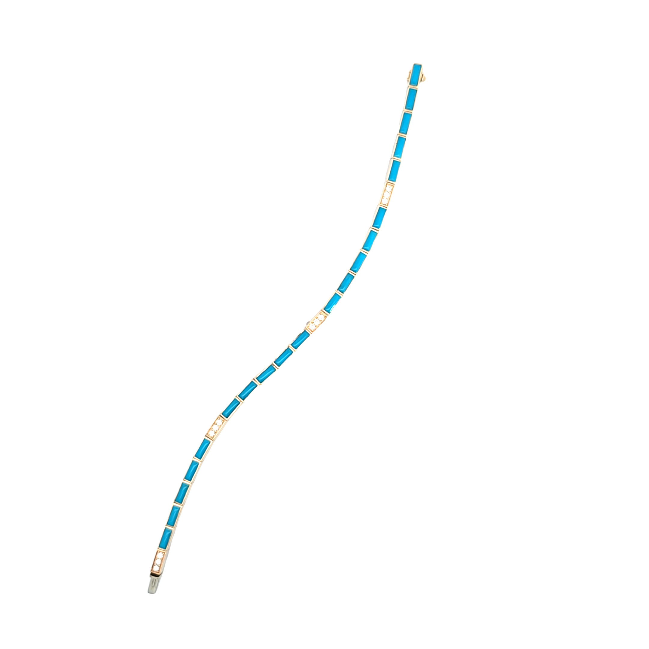 KABANA Turquoise and 3/10ctw Diamond Yellow Gold Link Bracelet l KABANA