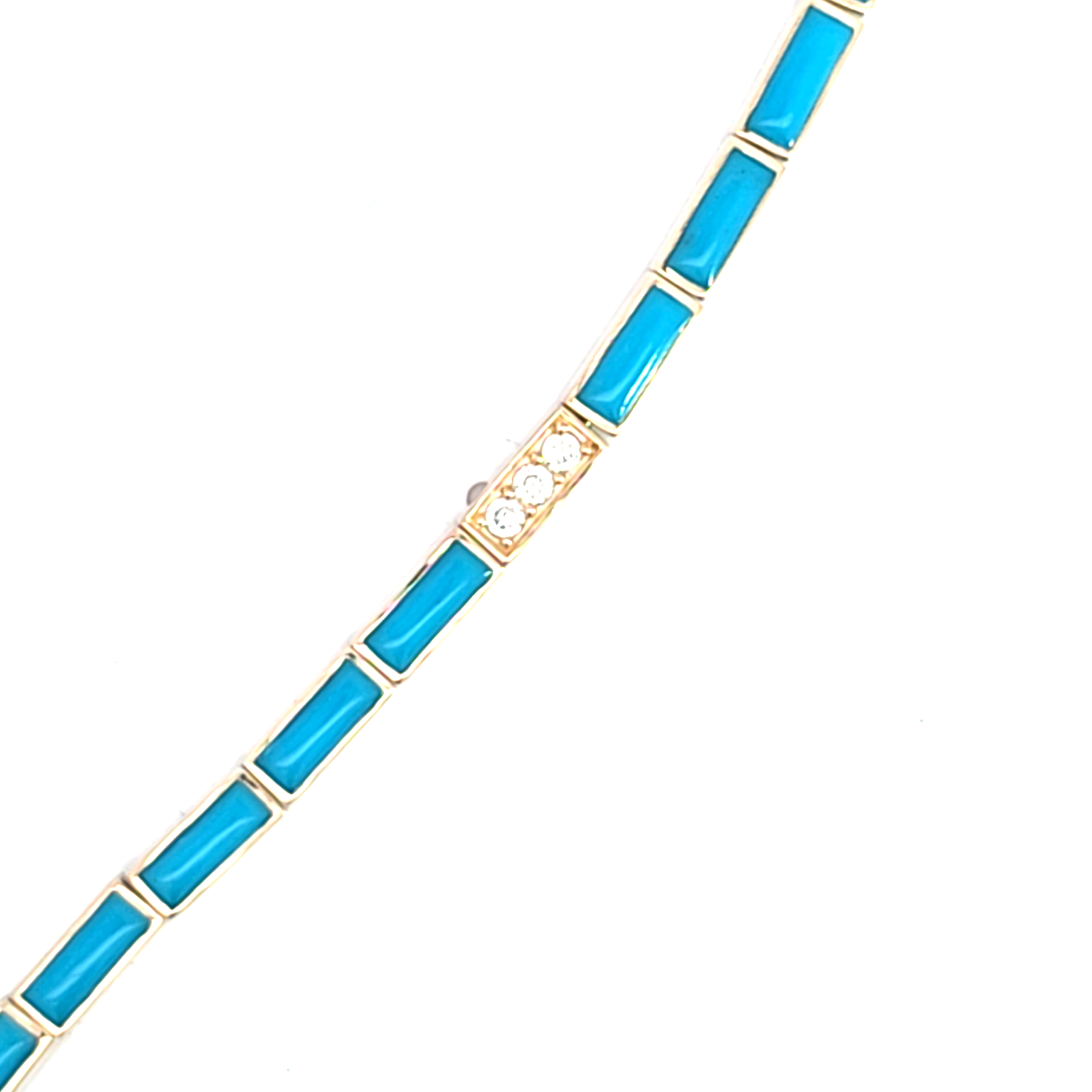 KABANA Turquoise and 3/10ctw Diamond Yellow Gold Link Bracelet l KABANA