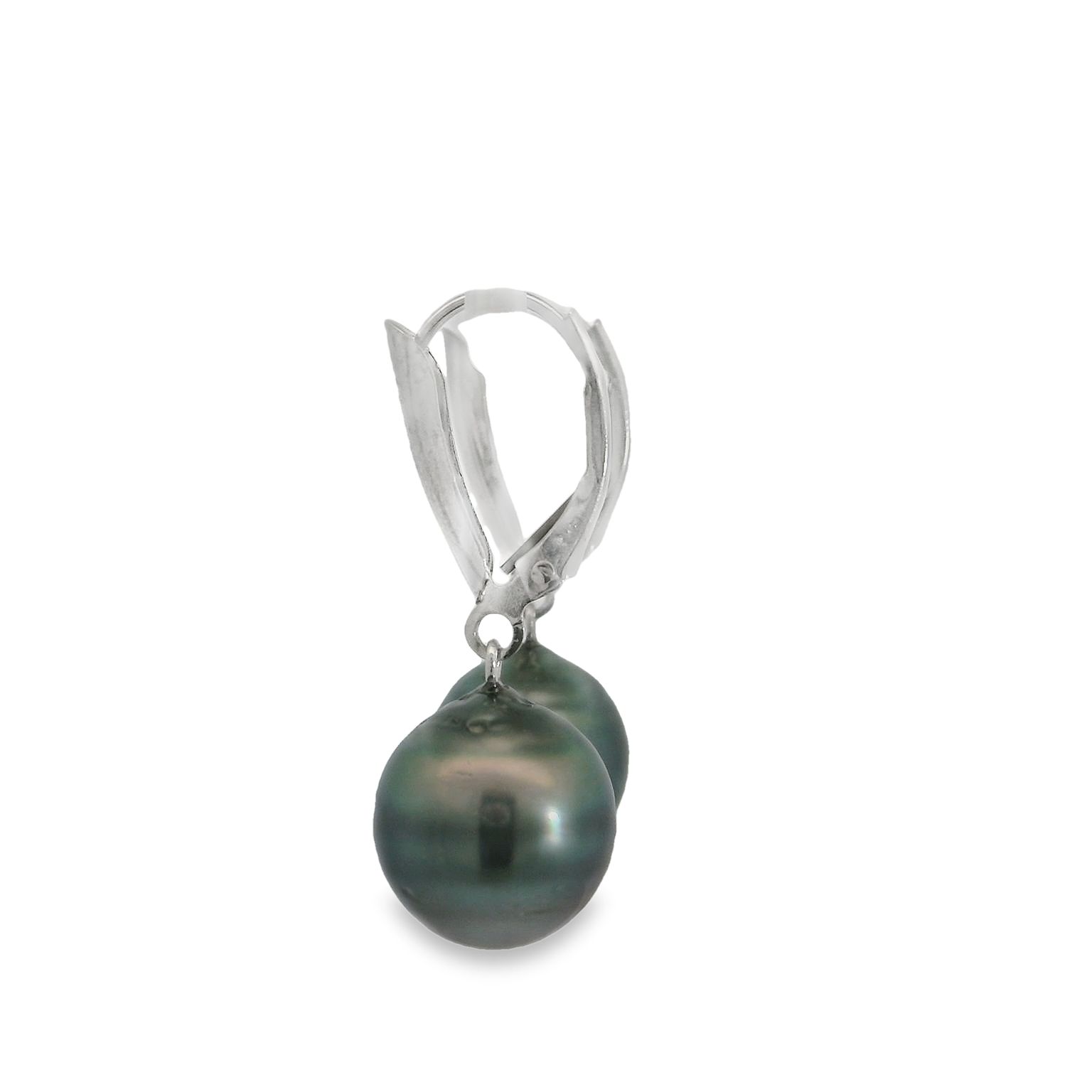 White Gold Tahitian Pearl Drop Earrings