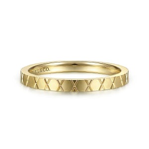 Yellow Gold X Pattern Stackable Band Ring