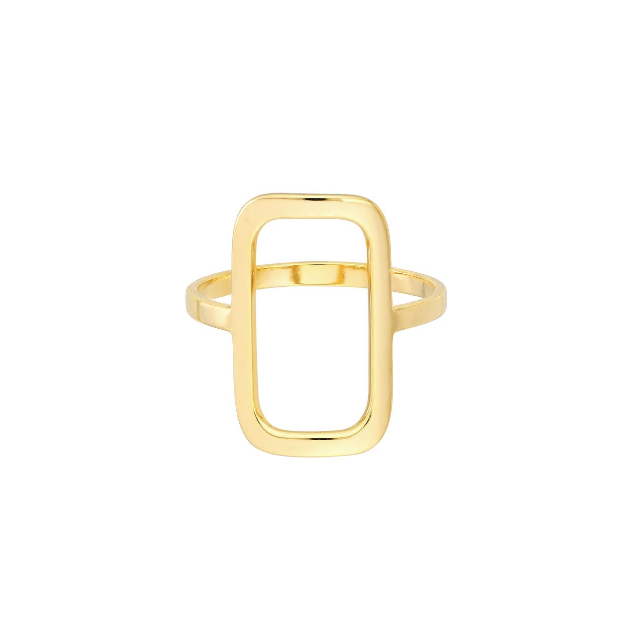 Yellow Gold Rectangular Frame Polished Ring l Size 8