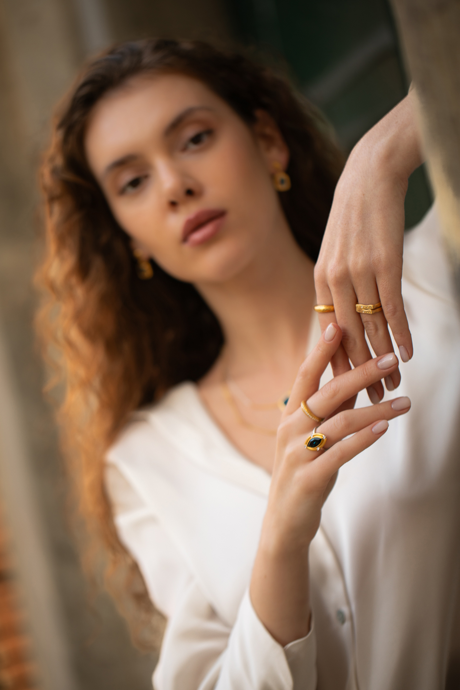 LIKA BEHAR Hammered Ring in 22K Yellow Gold