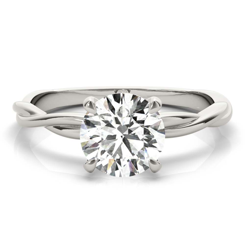 White Gold Twisted Round Diamond Engagement Ring