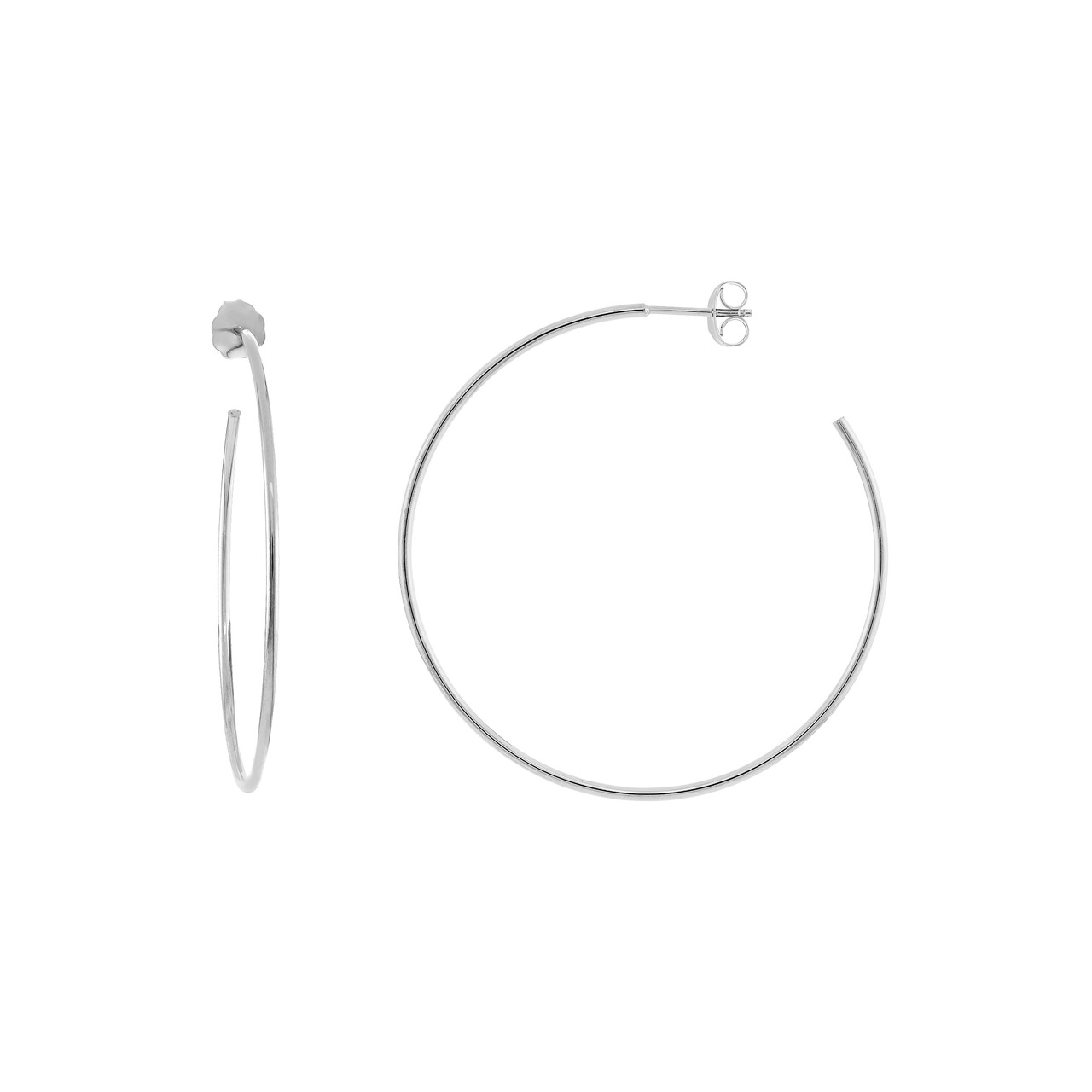 White Gold 40mmm Open Hoop Earring