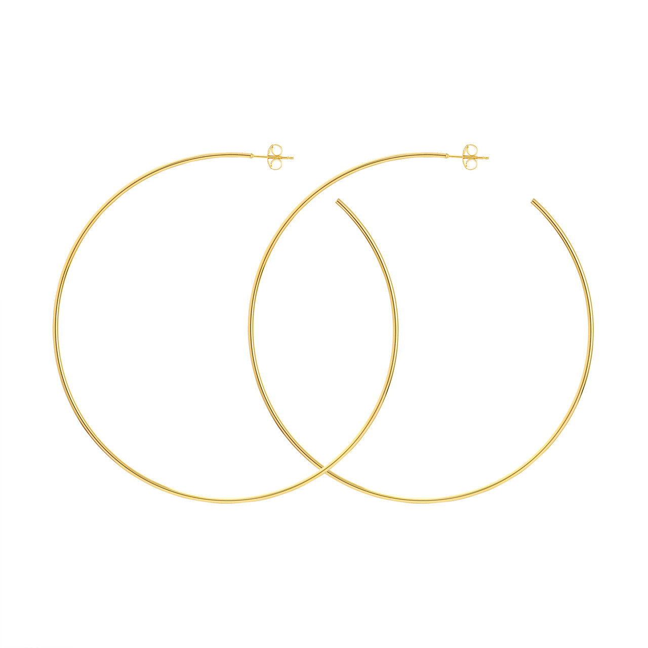 Yellow Gold 75mm Open Hoop Earrings