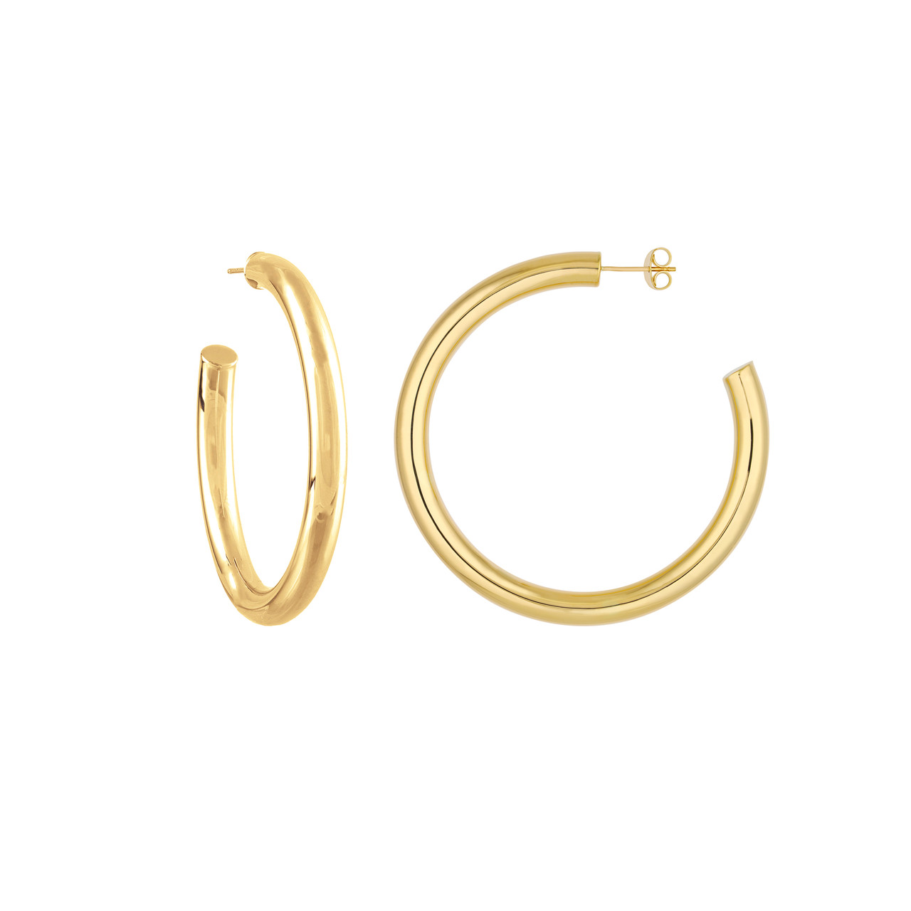 Yellow Gold 5x50mm Open Tube Hoop Earrings