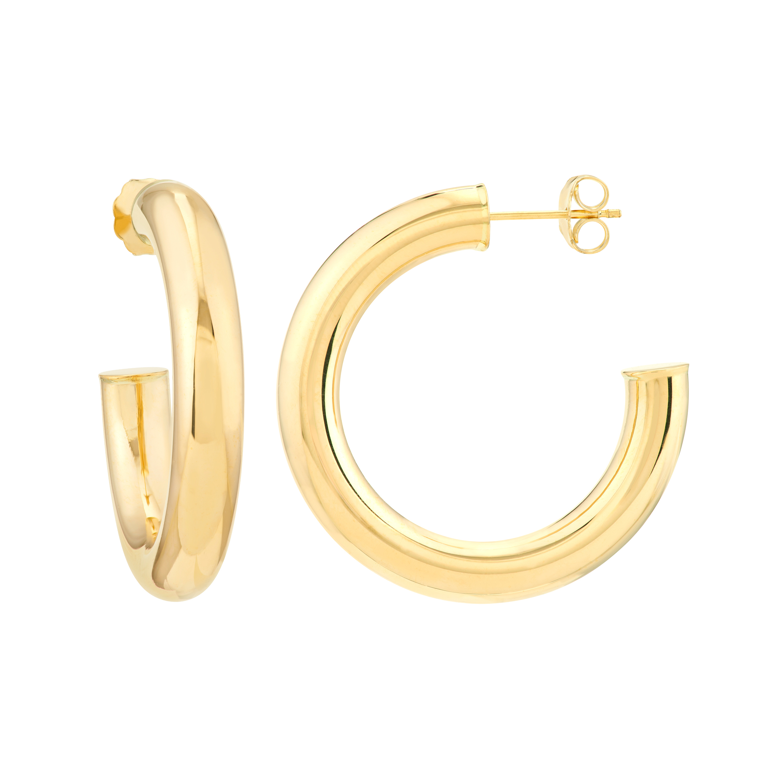 Yellow Gold Polished Gold Open Hoop Earrings l 30mm