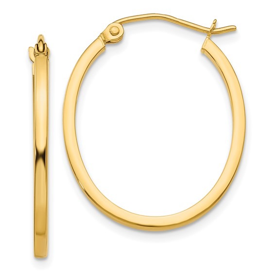 Yellow Gold Lightweight Fancy Oval Hoop Earrings