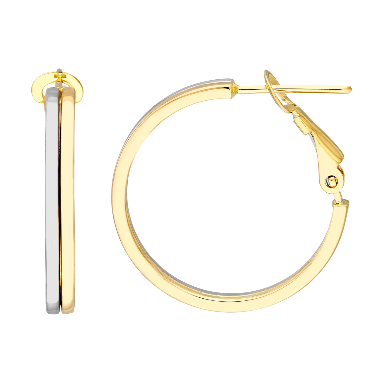 Two-Tone 23mm Omega Back Hoop Earrings