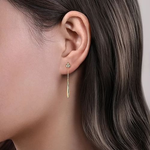 Dainty Linear Crystal Drop 18k Gold Plated Earrings – Ettika