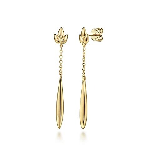 Yellow Gold Linear Drop Earrings