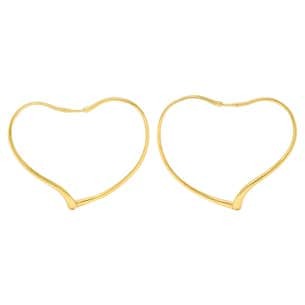 Large Tiffany & Co. Elsa Peretti Yellow Gold Open Heart Hoop Earrings l Pre-Owned