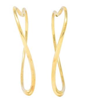 Large Tiffany & Co. Elsa Peretti Yellow Gold Open Heart Hoop Earrings l Pre-Owned