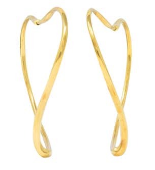 Large Tiffany & Co. Elsa Peretti Yellow Gold Open Heart Hoop Earrings l Pre-Owned