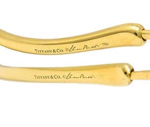 Large Tiffany & Co. Elsa Peretti Yellow Gold Open Heart Hoop Earrings l Pre-Owned