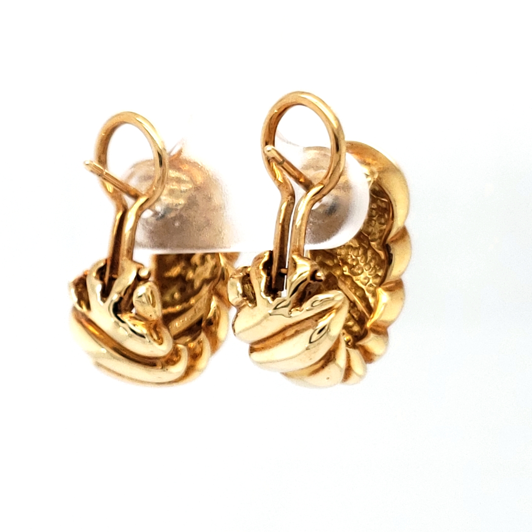 Tiffany & Co. Yellow Gold Ribbed Hoop Earrings l Pre-Owned