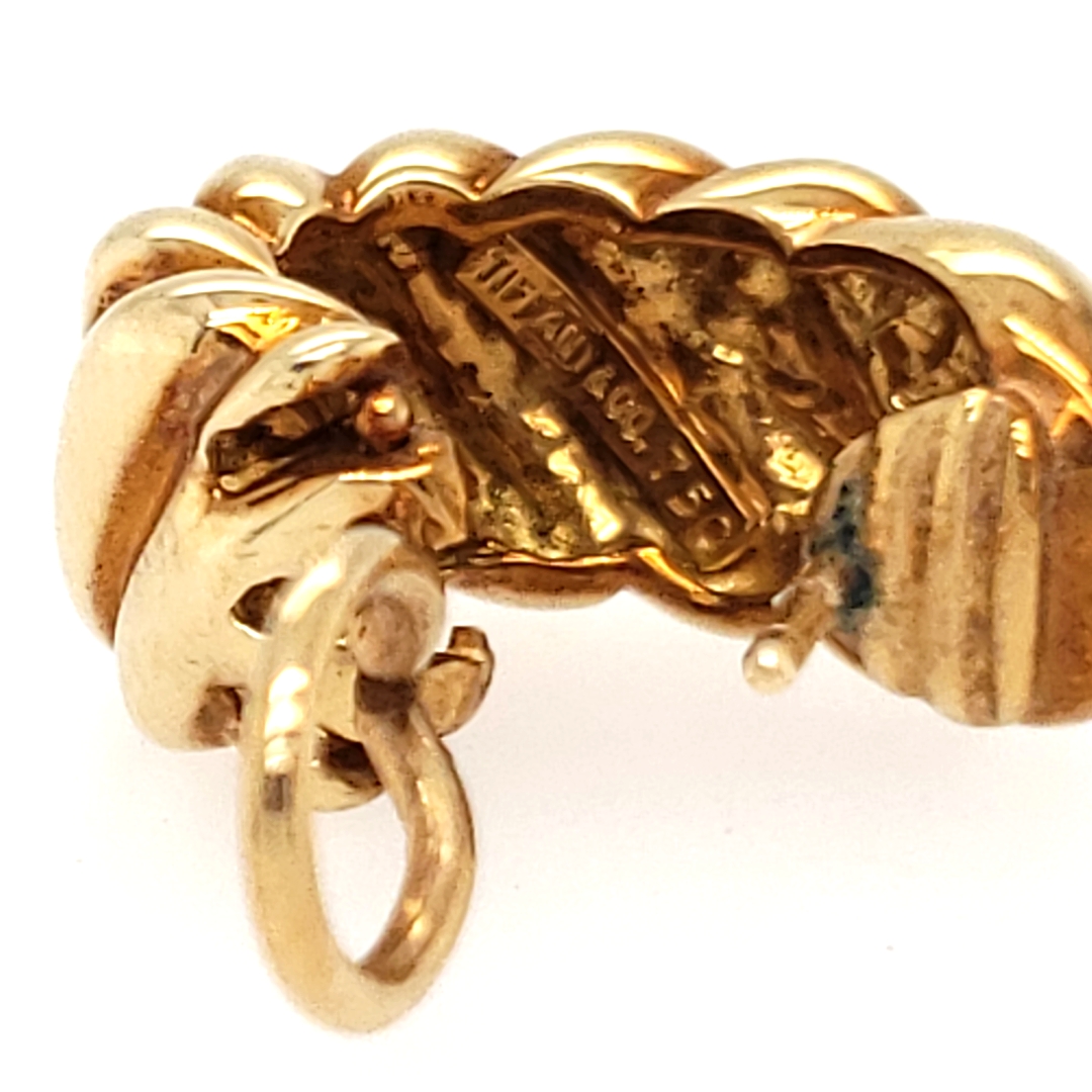 Tiffany & Co. Yellow Gold Ribbed Hoop Earrings l Pre-Owned