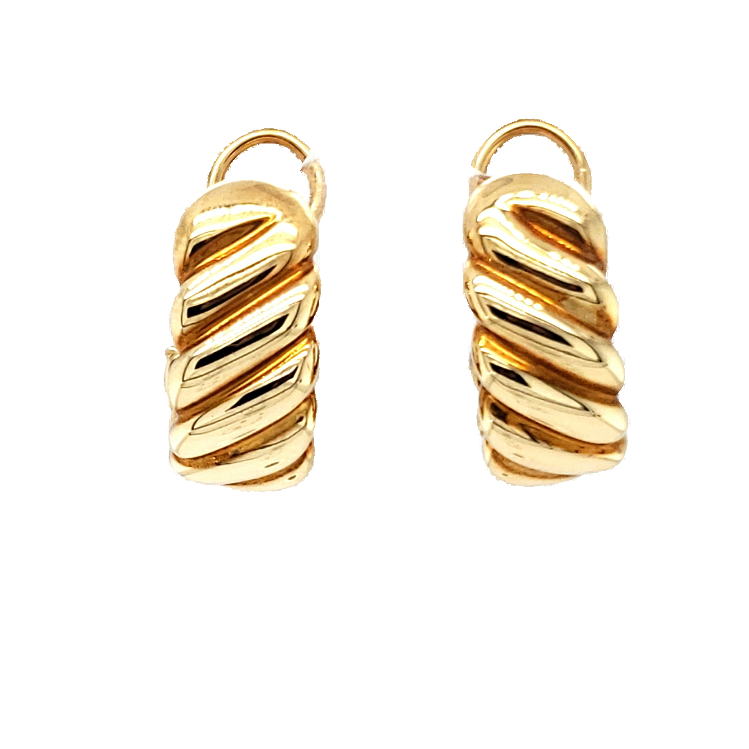 Tiffany & Co. Yellow Gold Ribbed Hoop Earrings l Pre-Owned