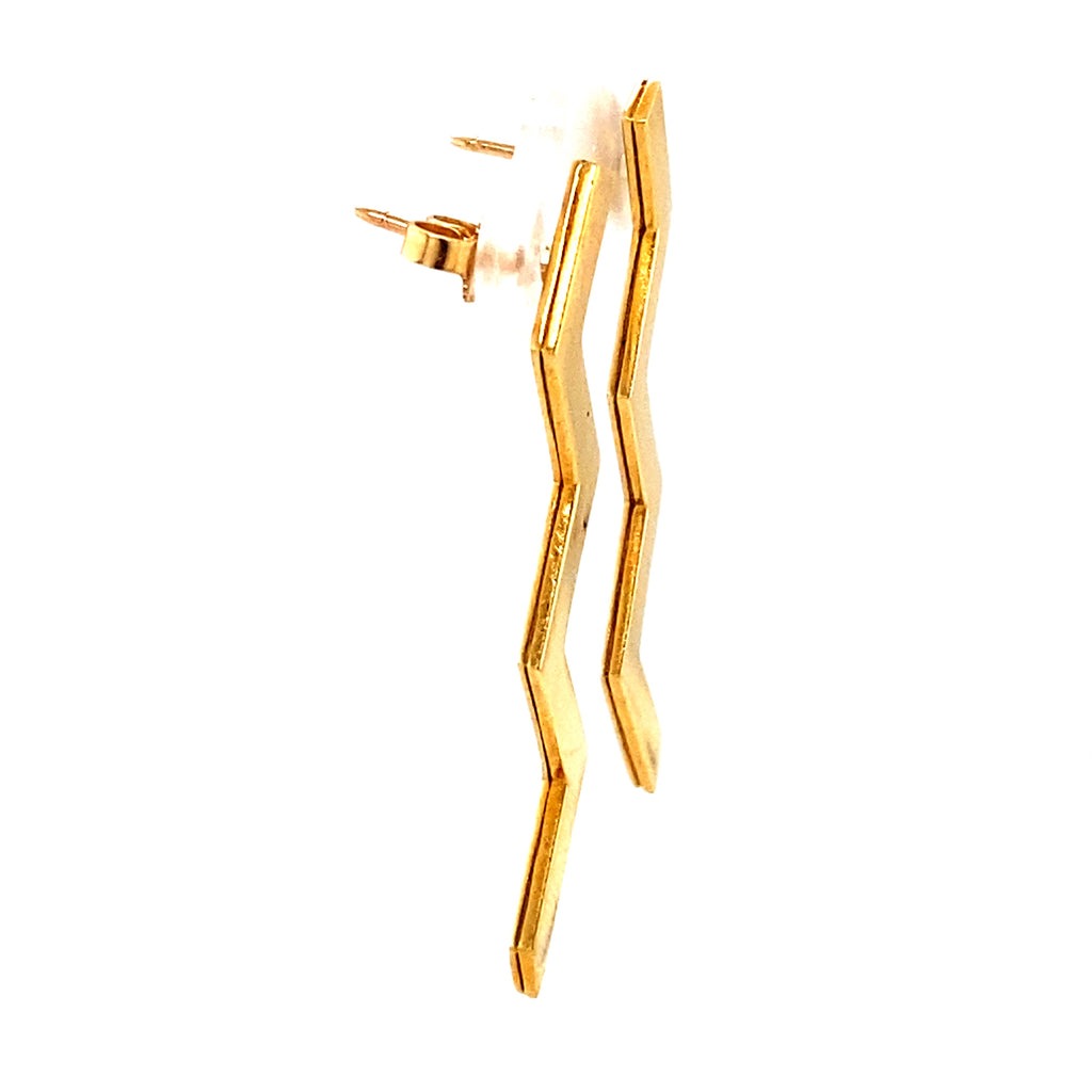 Tiffany & Co. Paloma Picasso Yellow Gold Lightning Bolt Earrings l Pre-Owned