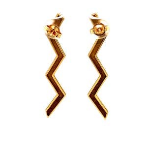 Tiffany & Co. Paloma Picasso Yellow Gold Lightning Bolt Earrings l Pre-Owned
