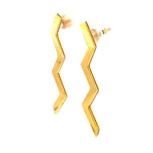 Tiffany & Co. Paloma Picasso Yellow Gold Lightning Bolt Earrings l Pre-Owned