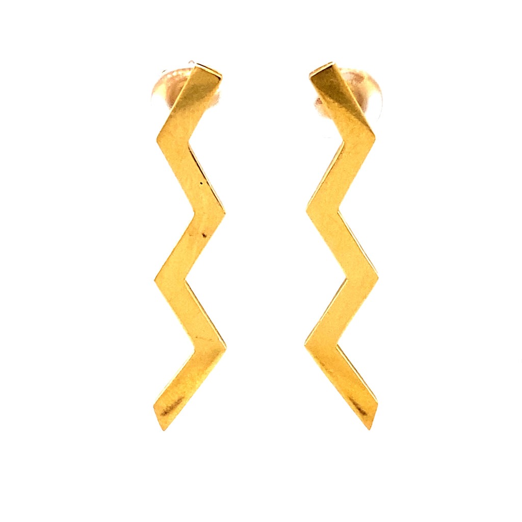 Tiffany & Co. Paloma Picasso Yellow Gold Lightning Bolt Earrings l Pre-Owned