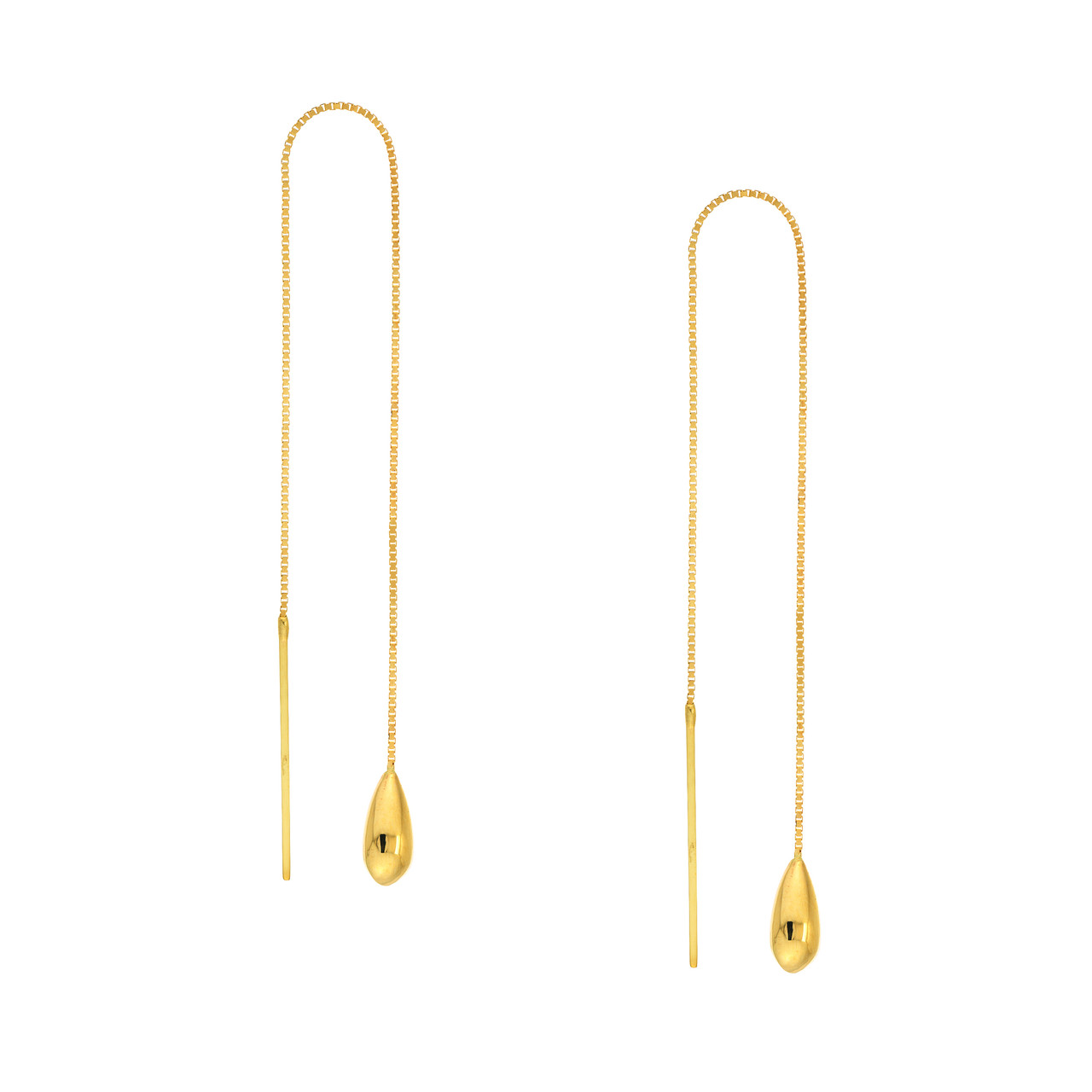 Yellow Gold Mini Teardrop Threader Earrings