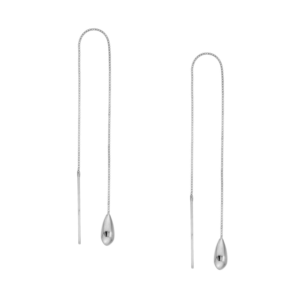 White Gold Mini Teardrop Threader Earrings