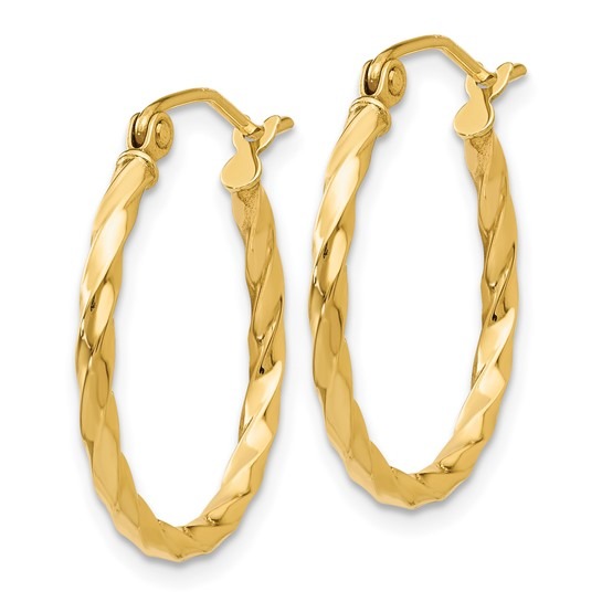 15mm Twist Yellow Gold Hoop Earring