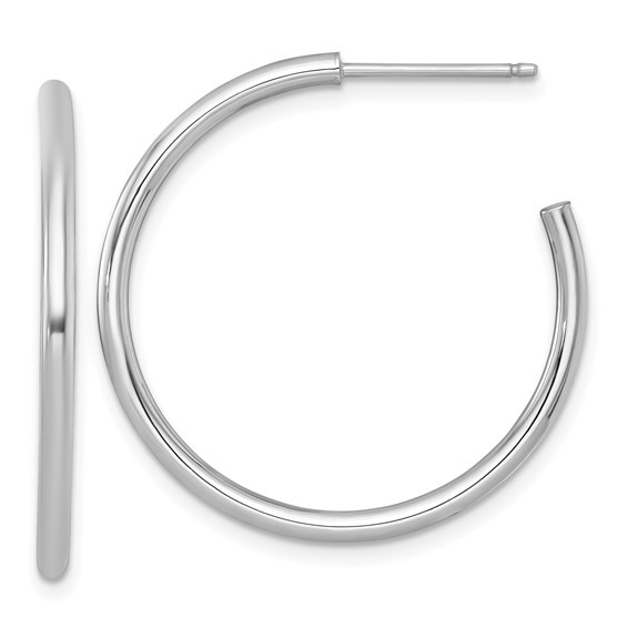 White Gold 30mm Round Hoop Earrings