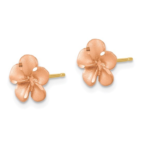 Yellow and Rose Gold Plumeria Flower Stud Earrings