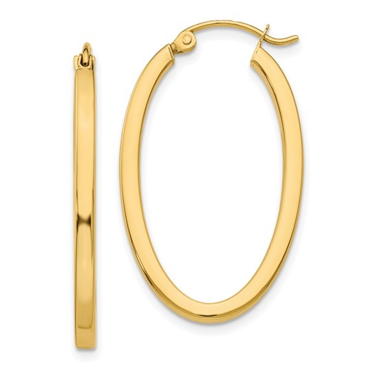 Yellow Gold Oval Hoop Earrings