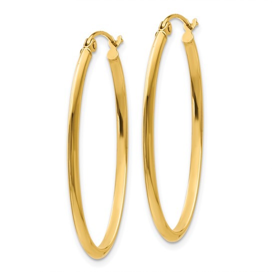 Yellow Gold 35mm Oval Hoop Earrings