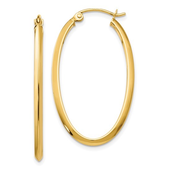 Yellow Gold 35mm Oval Hoop Earrings