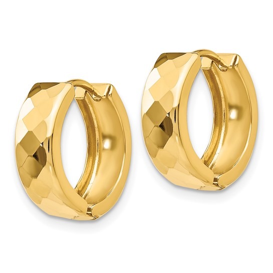 Yellow Gold 14mm Textured Hinged Hoop Earring