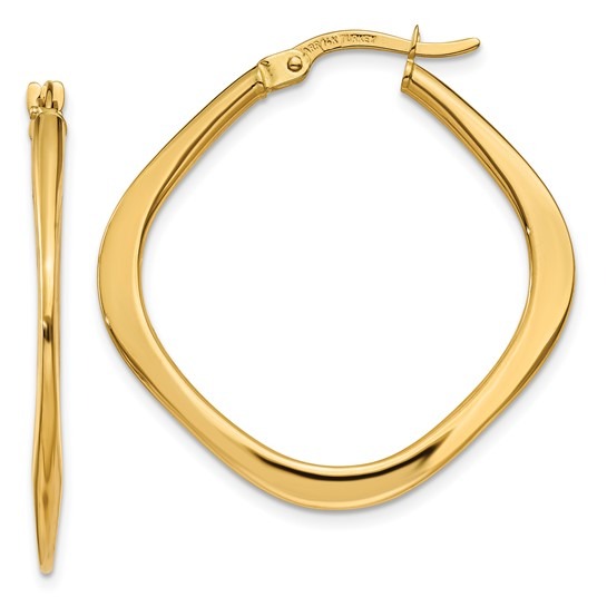 Yellow Gold Tapered Square Hoop Earrings