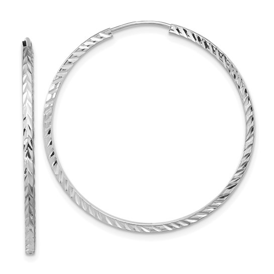 White Gold Diamond-cut 35mm Endless Hoop Earrings