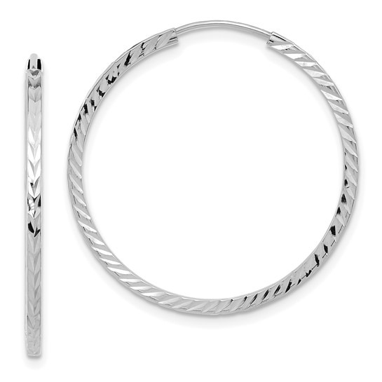 White Gold Diamond-cut 30mm Endless Hoop Earrings