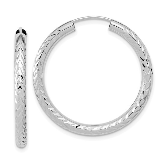 White Gold Diamond-cut 30mm Endless Hoop Earrings