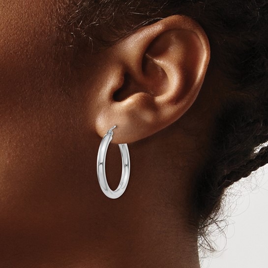 White Gold 25mm Hoop Earrings